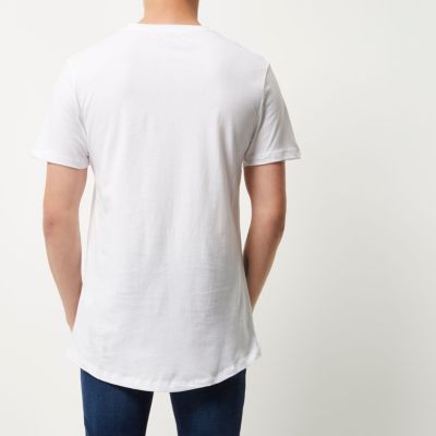 White curved hem longline T-shirt